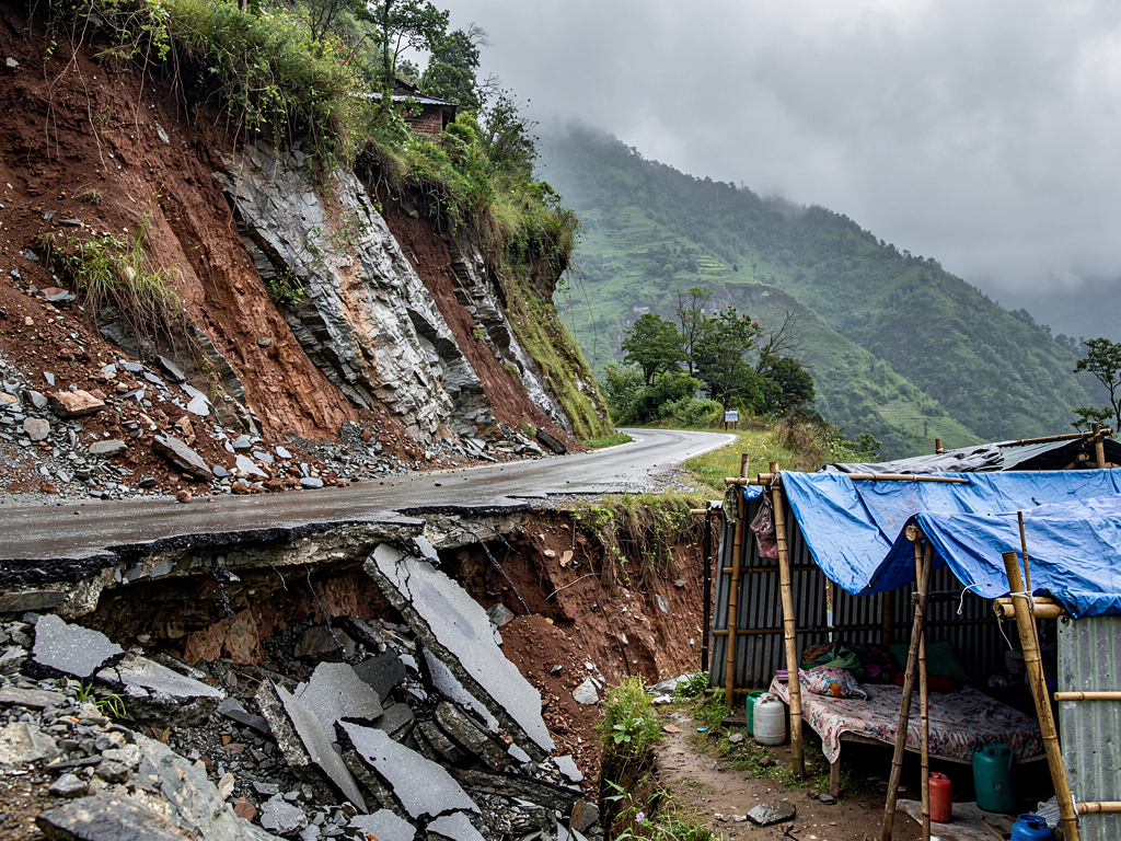 Kyongnosla Landslide Enters 11th Day; JN Road Section Destroyed, 32 Families Shift to Temporary Shelters