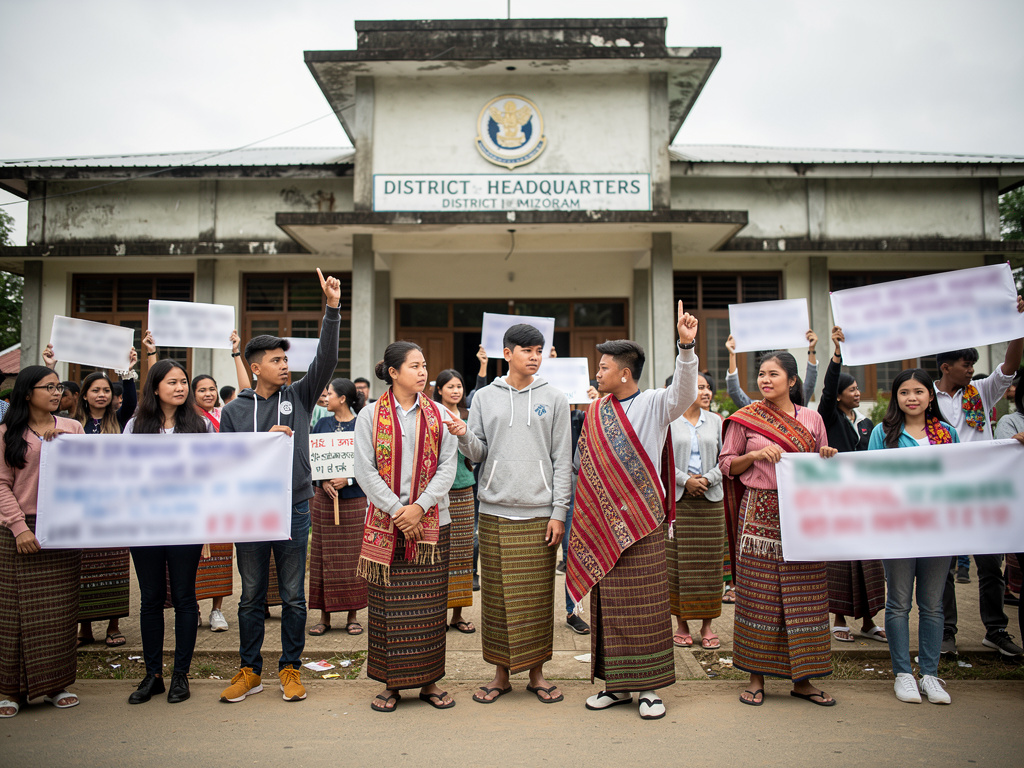 Mizo Zirlai Pawl leads day-two statewide protests against alleged NEET paper leak in Mizoram