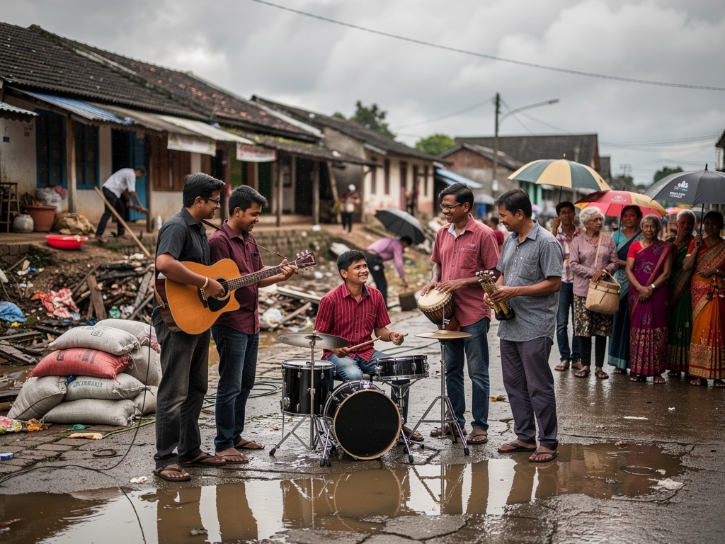 Assam musicians take to the streets: Busking turns into flood-solidarity drives