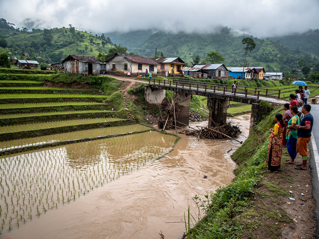 Flash floods in Manipur hill districts submerge paddy fields after heavy rain