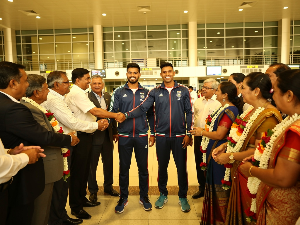 Manipur weightlifters Rishikanta Singh and Bindyarani Devi welcomed at Imphal Airport
